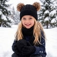 thumbnail image 2 of YUANxueke Winter Hat & Scarf & Gloves Set for Kids, Knitted Pom Pom Beanie, Warm 3-Piece Cold Weather Sets, 2 of 4
