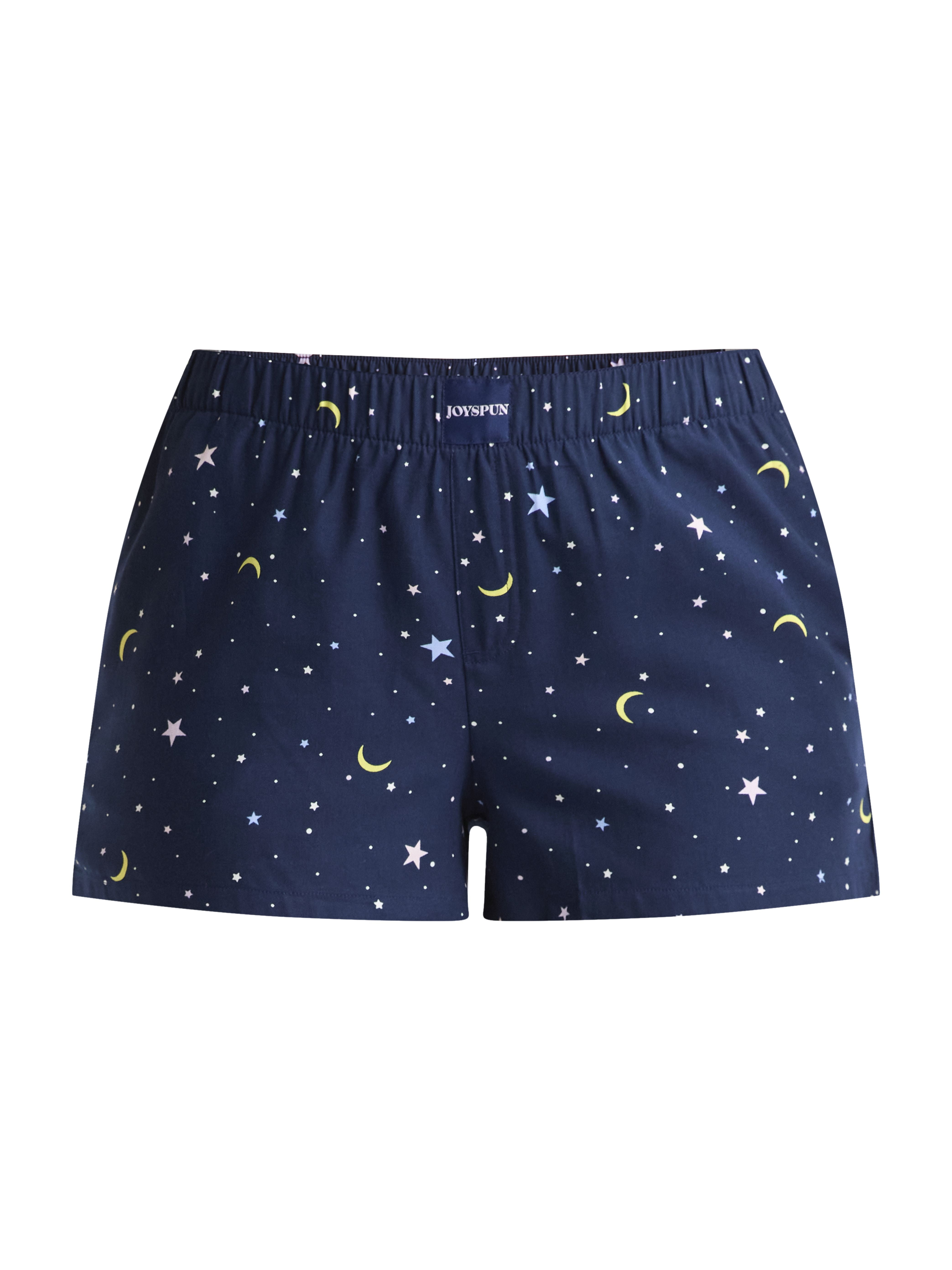 Joyspun Women's Woven Pajama Boxer Shorts, 3'' Inseam, Sizes XS-3X