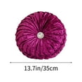 thumbnail image 2 of XIA0LE Halloween Decorative Round Pleated Throw Pillows, 14.5" Classy Accent Pumpkin Throw Pillows With Center Button, Vintage Velvet Floor Pillows For Sofa Vanity Chair Bed,Purple, 2 of 6