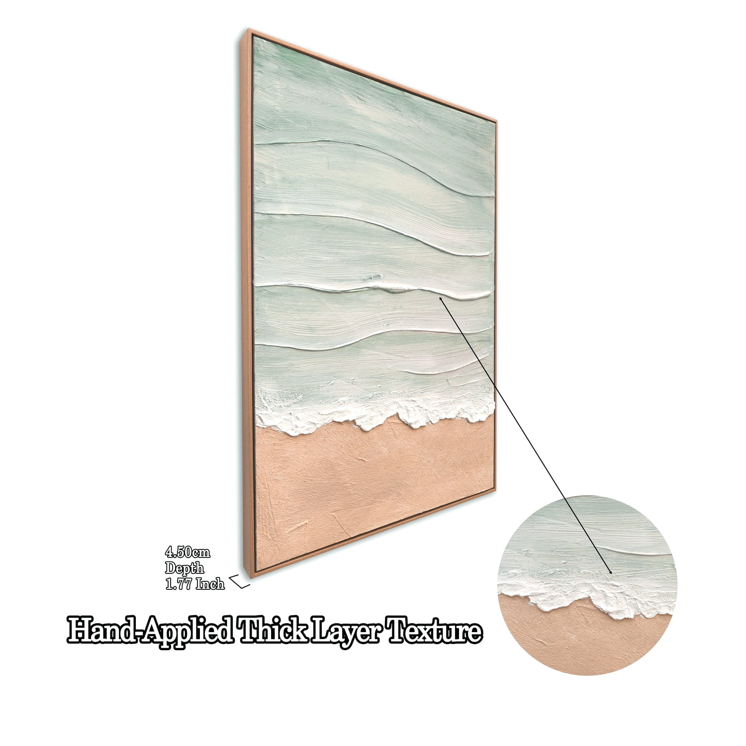 Euroco Framed Coastal Beach Landscape Canvas Wall Art, Abstract Seascape Print Ocean Scene Sea Painting Decor Seaside Artwork for Living Room Bedroom Bathroom 25x37 inch