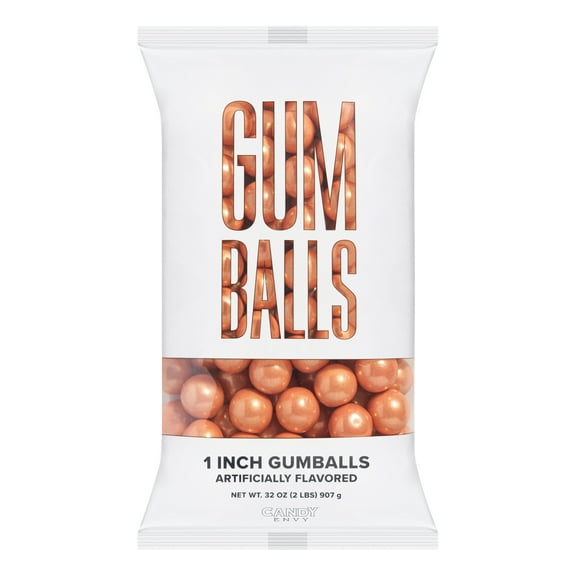 Candy Envy - Shimmer Rose Gold 1 Inch Gumballs - 2lb Bag - Approximately 113 Gumballs Per Bag - North American Made & Kosher Certified
