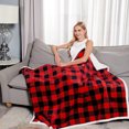 thumbnail image 4 of Red and Black Buffalo Plaid Christmas Throw Blanket, Fuzzy Fluffy Soft Cozy Blanket, Fleece Flannel Plush Microfiber Blanket for Couch Bed Sofa 150cmX200cm, 4 of 8