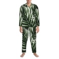 thumbnail image 4 of Bingfone Men'S Pajama Set 2 Piece Loungewear Pjs, Long Sleeve With Pajama Pants-Tropical Palm Leaves1, 4 of 9