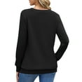 thumbnail image 5 of Fantaslook V Neck Sweatshirts for Women Casual Long Sleeve Shirts Button Pullover Tops Fashion Fall Outfits, 5 of 8