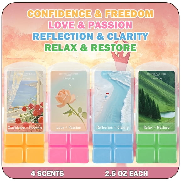 SCENTORINI Aromatherapy Wax Melts, Multi-Scent Wax Cubes for Warmers Natural Soy Candle Making, 4Pack