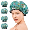 thumbnail image 7 of Shower Caps,Blue Fantasy Creatures Pattern Waterproof Shower Cap for Women 4 Pieces,Double Reusable Hair Cover for Shower PEVA Elastic Stretch Hem, 7 of 7