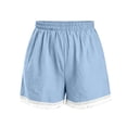 thumbnail image 3 of Lmueinov Womens Boho Shorts with Pockets 100% Cotton Elastic Waist Lace Tassel Trim Loose Fit 2026 Trendy Comfy Summer Beach Vacation Wear, 3 of 5