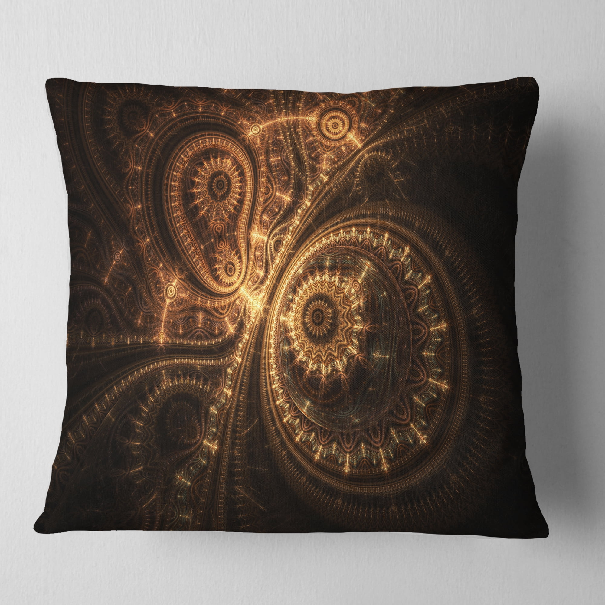 Designart Green Fractal Flower in Dark - Floral Throw Pillow - 18x18