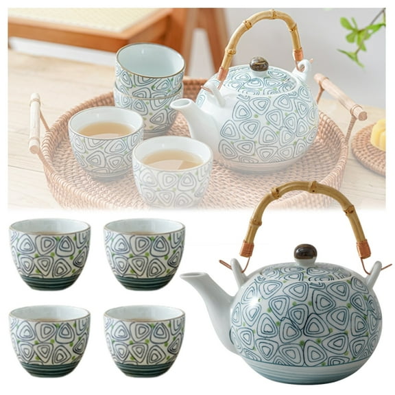 600ml Chinese Kung Fu Tea Set,Handmade Porcelain Drinkware,4 Cups Japanese Teacup Teapot