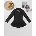 thumbnail image 4 of DPOIS Kids Girls Figure Ice Skating Dress Mesh Splice Ballet Dance Leotard Dress Black 14, 4 of 7