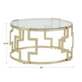 thumbnail image 5 of Weston Home Cava 36" Matte Gold Finish Metal Coffee Table with Clear Glass Top, 5 of 5