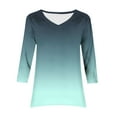 thumbnail image 5 of Womens Fall Tunic Tops, 3/4 Sleeve Shirts for Women Fashion Loose Fit Ombre Tie Dye V Neck T Shirts Dressy Blouses S-2XL, 5 of 5