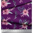thumbnail image 3 of Soimoi Purple Velvet Fabric Leaves & Chrysanthemum Floral Print Fabric by the Yard 58 Inch Wide, 3 of 3