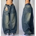 thumbnail image 2 of Pantalones vaqueros holgados Vintage de hip-hop americano para mujer, pantalones Harajuku de cintura alta Y2K de pierna ancha, pantalones góticos de calle, novedad de 2024, 2 of 5