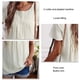 thumbnail image 3 of Camiseta informal de verano con cuello en U y mangas cortas con volantes y ribete de botones en la parte superior del busto plisado para mujer, 3 of 7