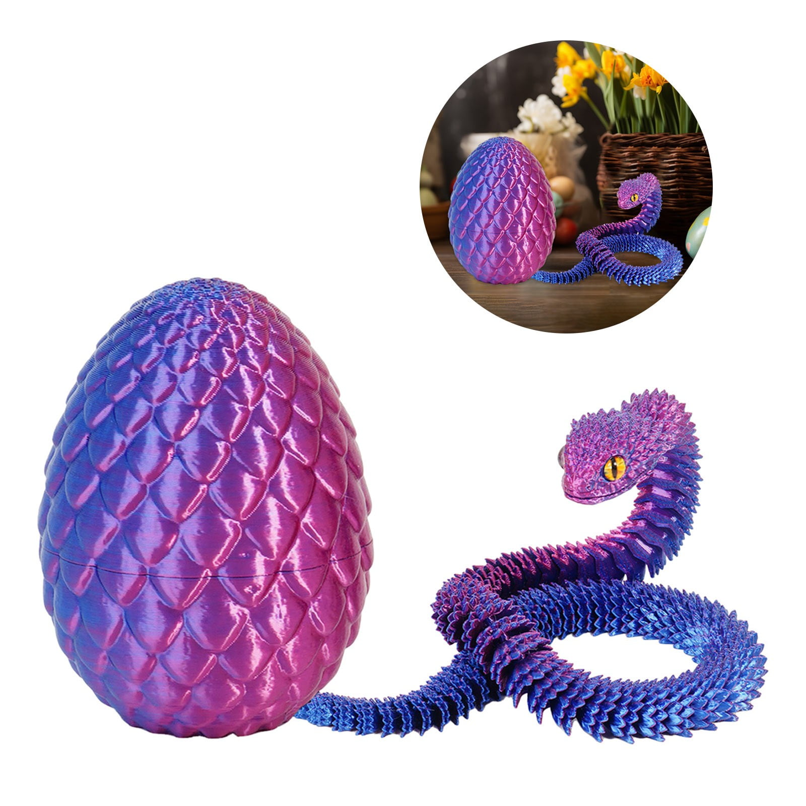 3D Printed Dragon Eggs with 11.8in Dragon Inside,Mystery Egg Set Articulated Fidget Ornament,Home Office Decor Executive Desk Gifts
