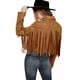thumbnail image 1 of Chaqueta corta de gamuza sintética con flecos PRETTYGARDEN marrón talla S, 1 of 9
