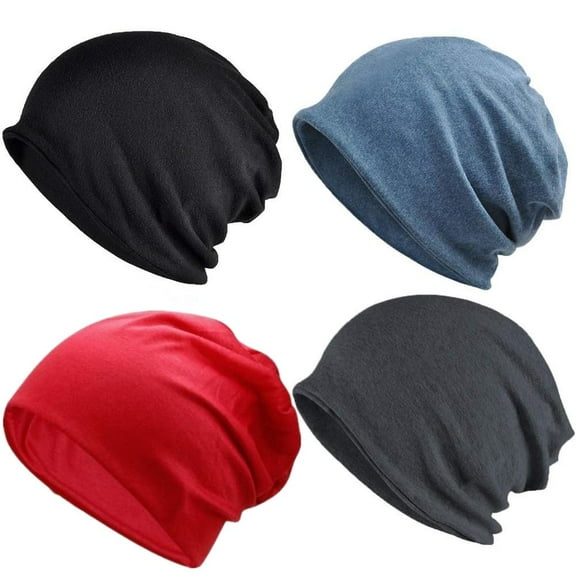 4PCS Cotton Slouchy Beanie Hip-Hop Soft Lightweight Running Beanie Adult Skull Hats Cap for Men Women momma