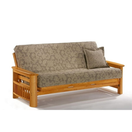 - Portofino Twin Lounger Futon Frame in honey oak finish