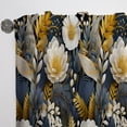 thumbnail image 3 of Designart "Golden Grey Garden Enigma" Floral White Curtain 1 Panel, 3 of 6