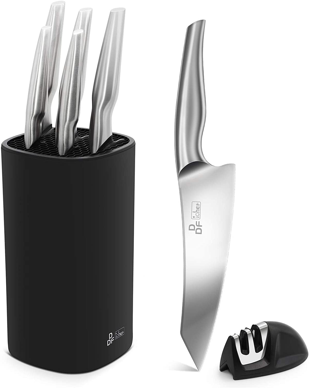   Basics 18-Piece Premium Kitchen High-Carbon Stainless  Steel Blades with Pine Wood Knife Block Set, Black: Home & Kitchen