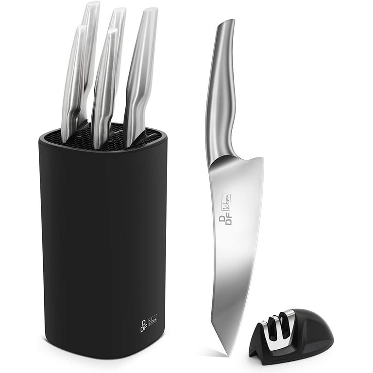  Kitchen Knife Set Knife Block Set，Wood grain Set of 8, Chef  Knives, Bread Knives, Steak Knives, Hammer process ，Stainless Steel  Ergonomic Handle for Chef Knife Extremely Sharp Blades: Home & Kitchen