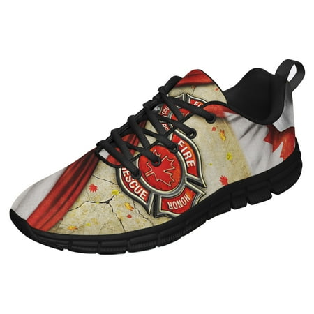 

Canadian Firefighter Courage Honor Rescue Running Shoes Sneakers Mesh Black Size 9