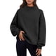 thumbnail image 2 of Sudadera holgada informal de cuello alto medio para mujer, sudadera de polar ancha dividida, de color sólido, básica, lisa y versátil, 2024, 2 of 5