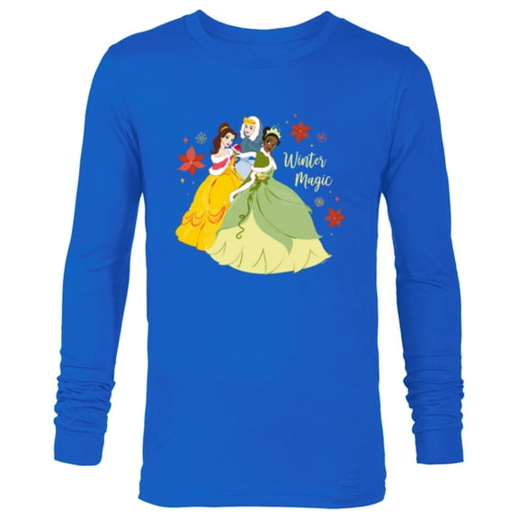 Disney Princess Tiana Belle Cinderella Holiday Winter Magic - Long Sleeve T-Shirt for Men - Customized-Navy