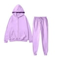thumbnail image 4 of BLOCLOALO 2 Piece Lounge Set Zip Up Hoodie Women Women with Pants Hoodie Plus Leisure Winter Fleece Hooded Plush Sweatpants and Sweatshirt Set Long Sleeve Shirts Fall Matching Sets Purple M, 4 of 4