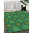thumbnail image 3 of Ahgly Company Machine Washable Indoor Round Transitional Jungle Green Area Rugs, 3' Round, 3 of 7