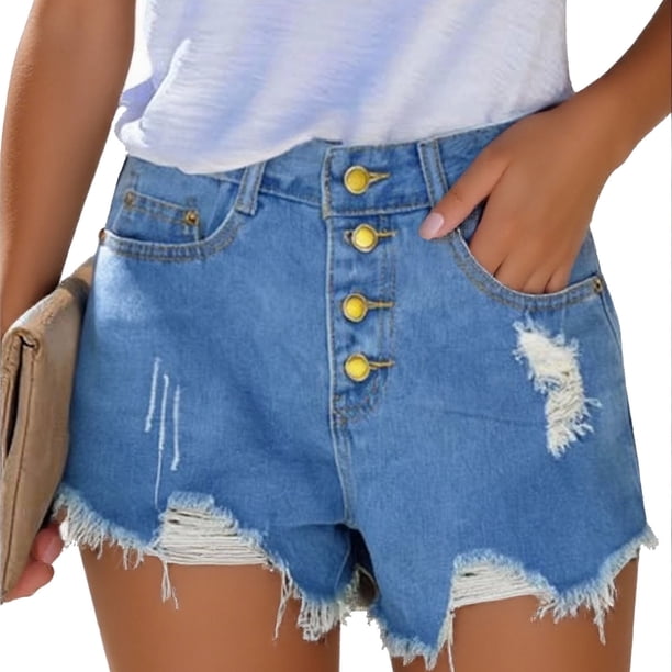WILLBEST Jeans Mujer Pantalones Cortos Vaqueros Casuales para Mujer, de Cintura Alta, Elásticos, Cómodos, de Verano, para Playa, a La Moda. Chica