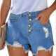 thumbnail image 2 of Pantalones cortos vaqueros desgastados de cintura alta para mujer - Elásticos, informales - Perfectos para verano/vacaciones - S-XXXXXL, 2 of 4