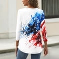 thumbnail image 5 of 4th of July Shirts for Women 3/4 Sleeve Tshirts Casual Red White and Blue Print Tops Independence Day Patriotic Pullover USA 250th Anniversary Celebration Party Crew Neck Blouses White M, 5 of 5