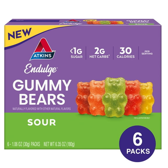 Atkins Endulge Sour Gummy Bears, 6 Count