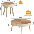 thumbnail image 2 of AVZEAR Nesting Round Coffee Table Set of 2, Farmhouse Modern Coffee Table, Natural Wood Nesting Tables Boho Side Table End Table Set for Living Room Bedroom, Cafe, Office, Wood Color, 2 of 16