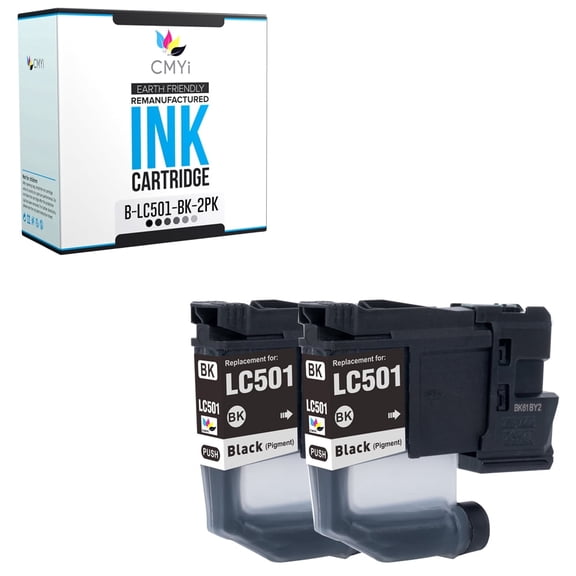 CMYi LC501 Black Printer Ink Compatible for Brother LC501 Ink Cartridges, MFC Series (2 Count)