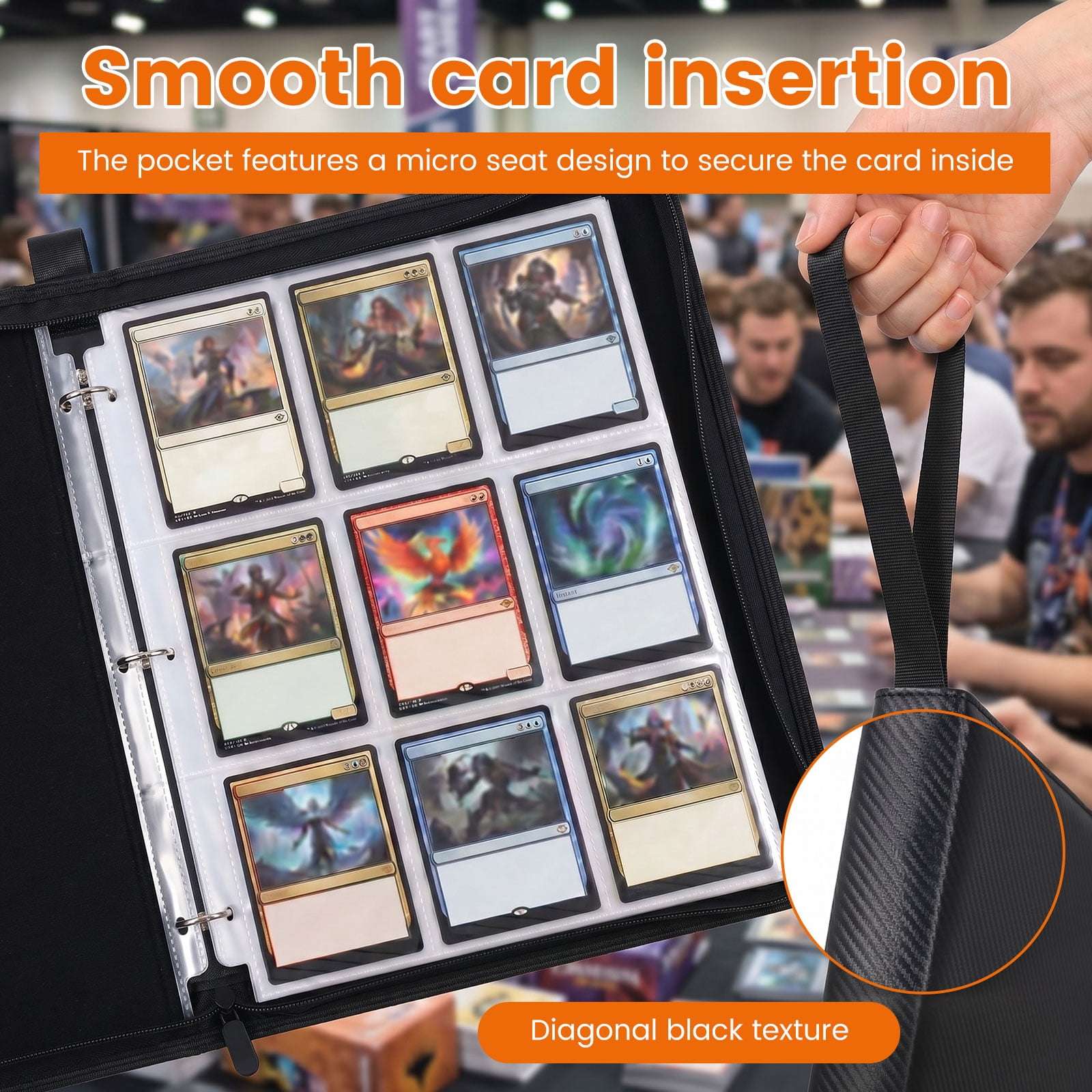 Threns Trading Card Binder, 9 Pocket Card Binder Holds 540 Cards with Double-Sided Sleeves, Premium Zipper Top Loader Card Collection Album, PU Card Folder Holder for MTG, TCG, Baseball, Sports Cards