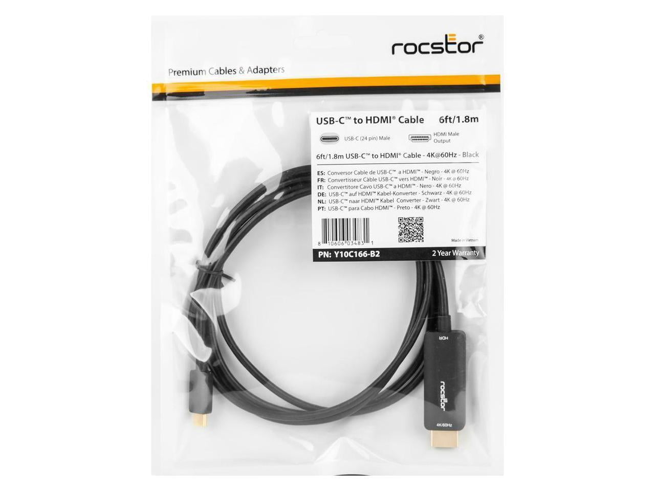 Rocstor Premium USB-C to HDMI Cable 4K/60Hz