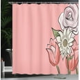 thumbnail image 3 of Ambesonne Flowers Shower Curtain, Soft Daisy Tulips and Rose, 69"Wx84"L, Blush Eggshell and Coral, 3 of 4