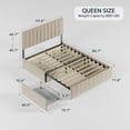 thumbnail image 2 of Asofer Modern Queen Bed Frame with Adjustable Headboard and 4 Metal Storage Drawers, Beige, 2 of 10