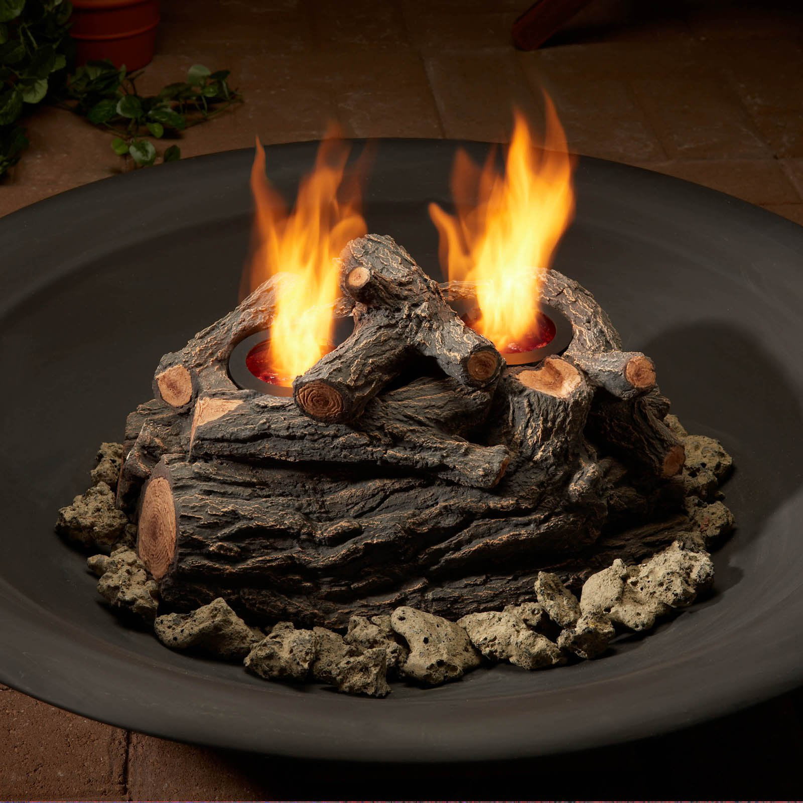 Real Flame 2 Can Outdoor Log Set, Outdoor Gas Fire Pit Logs