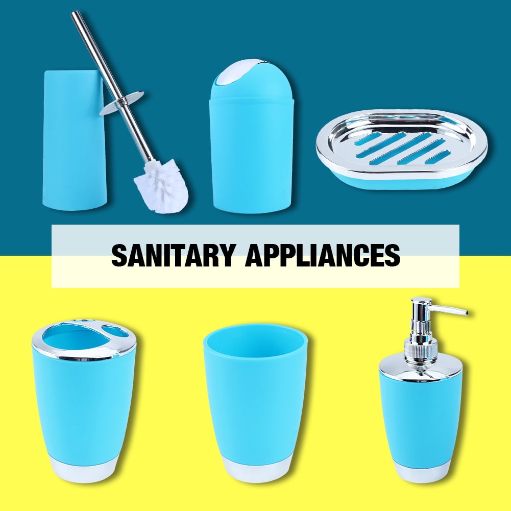 6 Piece Plastic Bathroom Accessory Set