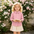 thumbnail image 3 of Boys Girls Shirts Long Sleeve Button Down Collared Checked Shirt with Chest Pocket Kids School Uniform 2-9 Years, 3 of 9