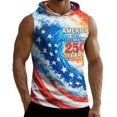 thumbnail image 4 of GrmtClth Usa Flag Hooded Tank Tops for Men Independence Day 1776-2026 Lightweight Gym Hoodie Sleeveless Trendy Muscle Shirts Sporty Bodybuilding Clothing Deep Red 3XL, 4 of 7