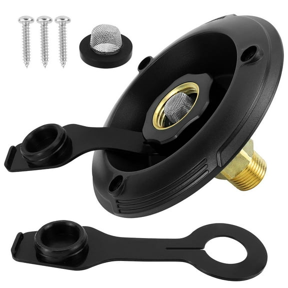 YWMJZEU RV City Water Inlet with Check Valve Replacement Brass RV Fresh Water Fill Inlet Black
