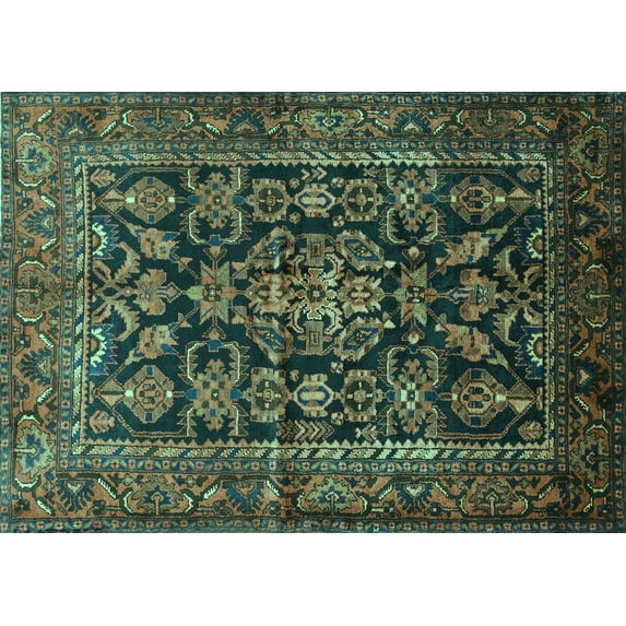 Ahgly Company Machine Washable Indoor Rectangle Persian Turquoise Blue Traditional Area Rugs, 2' x 5'