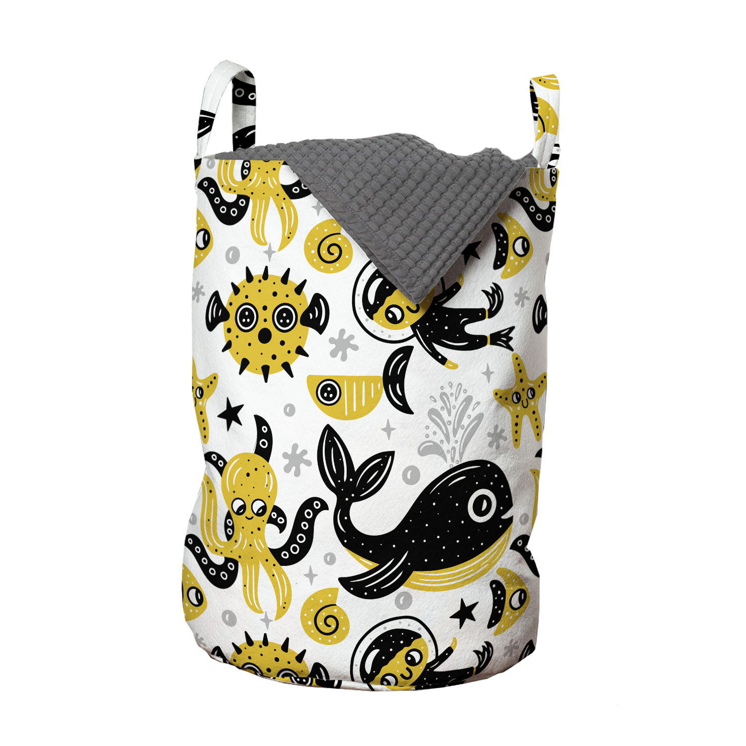 Fish Laundry Bag, Underwater Fish Starfish Octopus Whale Coral Aquarium
