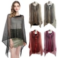 thumbnail image 2 of Fjuchai Women's Poncho Cape Hollow out Bikini Blouse Cloak Long Sleeve Beach Fringe Hem Crochet Beach Cover Ups Tops Poncho Cape for Women's, 2 of 9