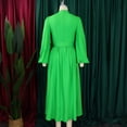 thumbnail image 5 of AURA Plus Size Women Winter Half High Collar Long Sleeve Waist Belt Swing Midi Dress Elegant Slim Fit Gown, 5 of 10